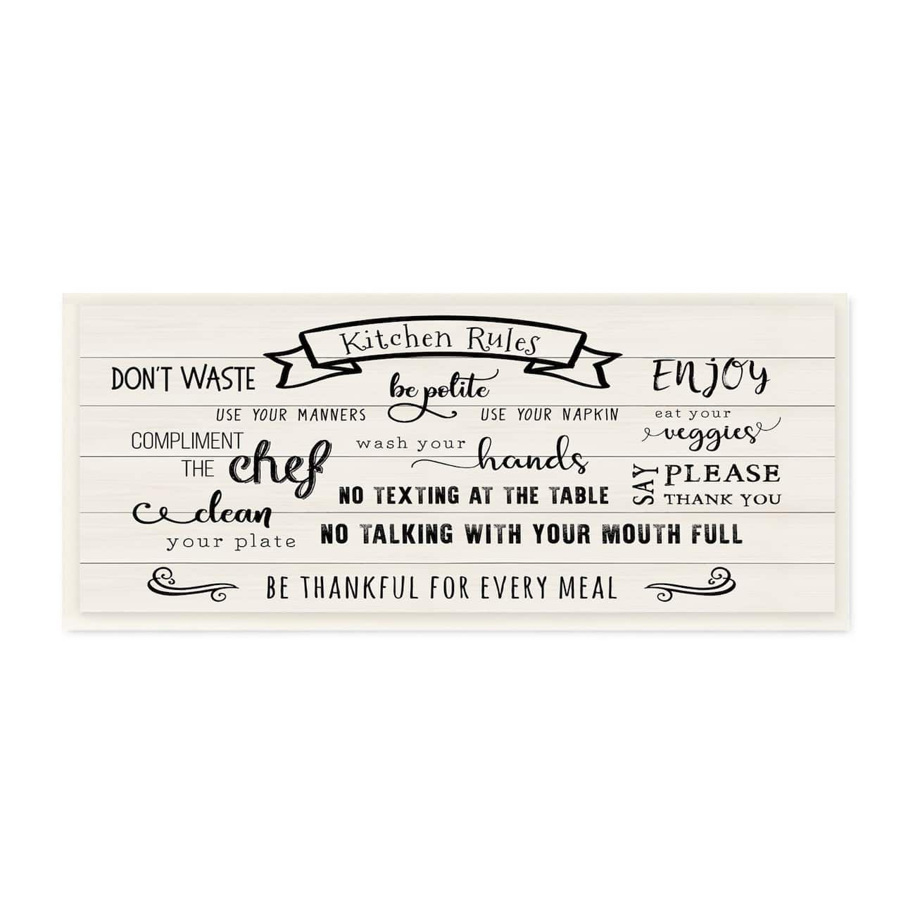 Stupell Industries Kitchen Rules List Family Happiness Motivational Phrases,7" x 17"
